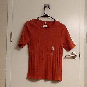 Uniqlo Womens Ribbed Short-Sleeve T-Shirt - M